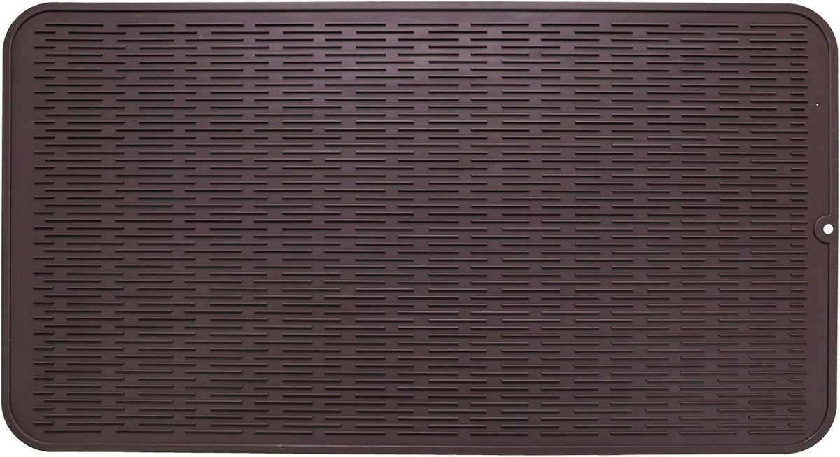 Silicone Dish Drying Mat for Multiple Usage,Easy clean,Eco-friendly,Heat-resistant Silicone Mat for Kitchen Counter or Sink,Refrigerator or Drawer Liner Coffee 4XL 32 inches x 18 inches
