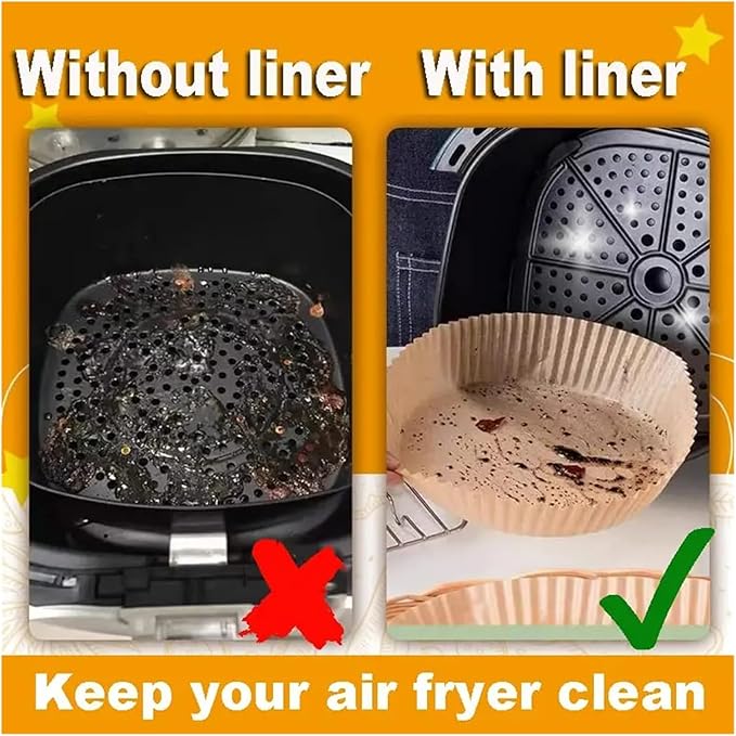 Large Air Fryer Disposable Paper Liners Nonstick 23cm Oven Airfryer Parchment Baking Paper ，Compatible For Ninja，Compatible For COSORI ，Grill Cooking Basket(20cm round,200 Pcs)