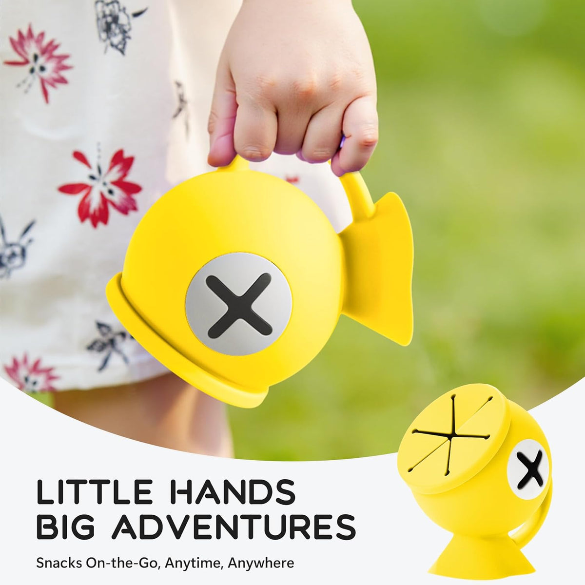 Li&Zhao Toddler Snack Cups - Baby Snack Containers Silicone Snack Cups for Toddlers Spill Proof Baby Food Catcher for Toddlers and Babies(Yellow)