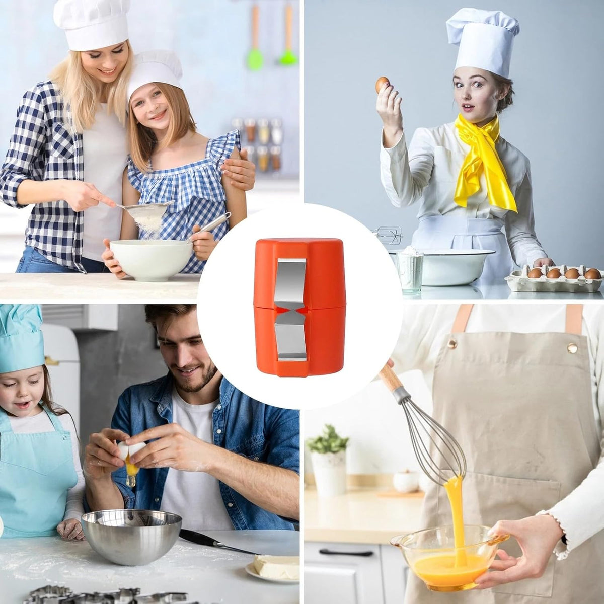 Stainless Steel Egg Opener,Egg Opener For Hard Boiled Eggs,Efficient Egg Cracking Tool，Perfect For Baking, No Shells，No Mess – Perfect Omelets, Scrambled Eggs & Baking. (orange color)