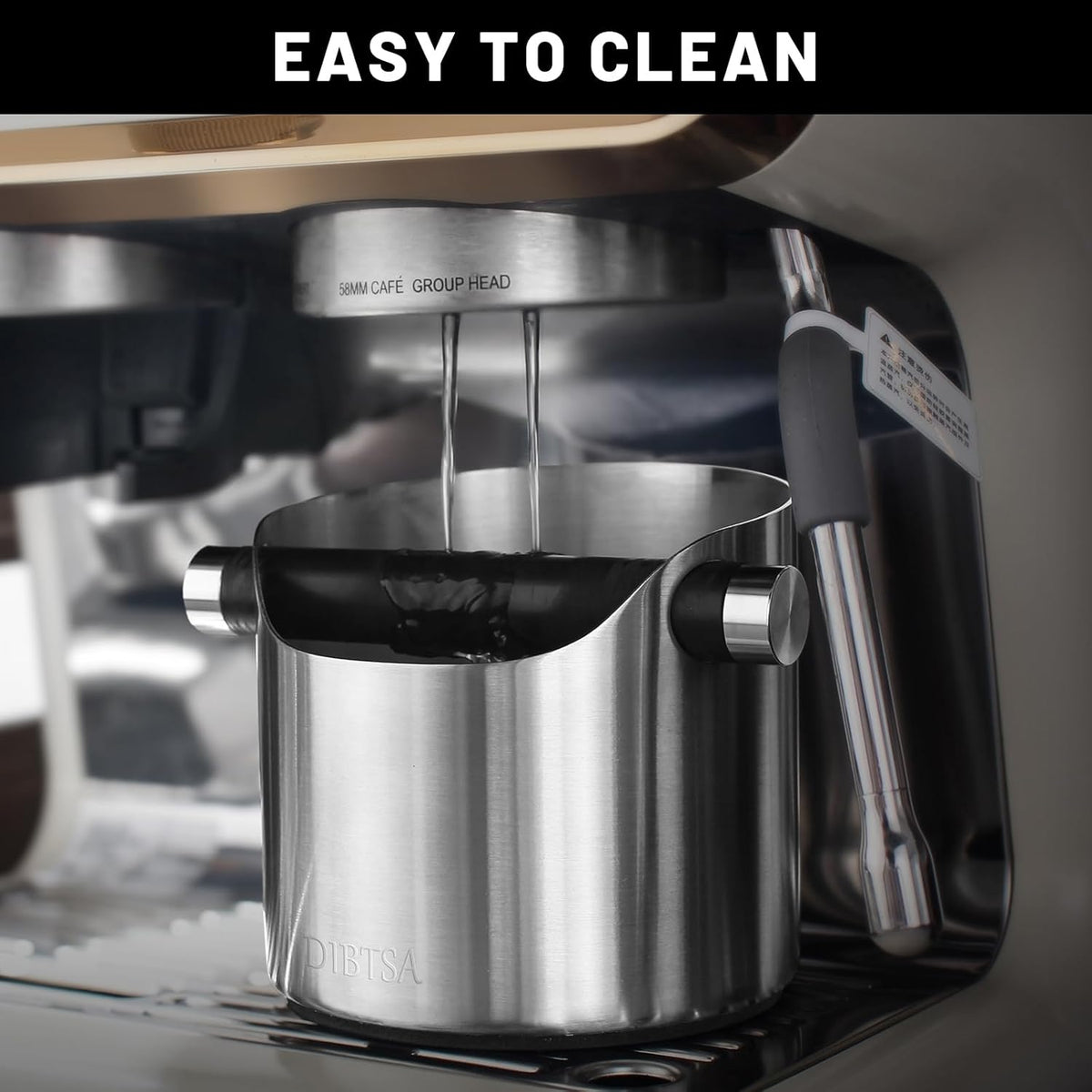 Espresso Knock Box, Stainless Steel coffee grounds container, Espresso grounds knock box With Non-slip Base and Removable Bar