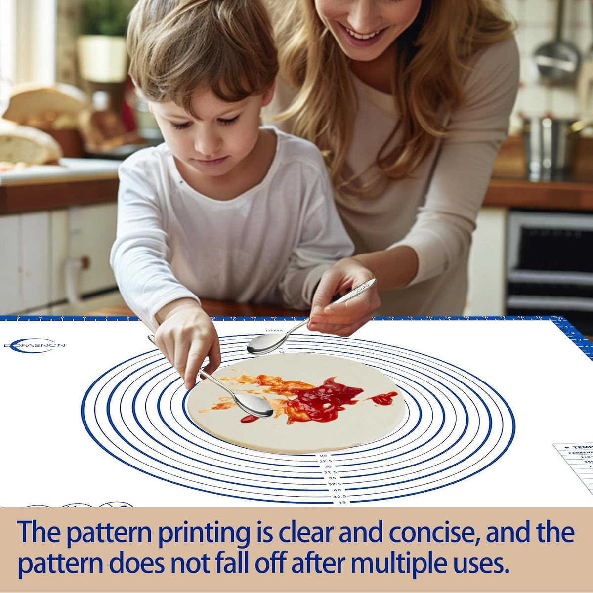 32x24" Silicone Pastry Mat for Rolling Dough Non Slip Non Stick Silicone Mats for Kitchen Counter Blue