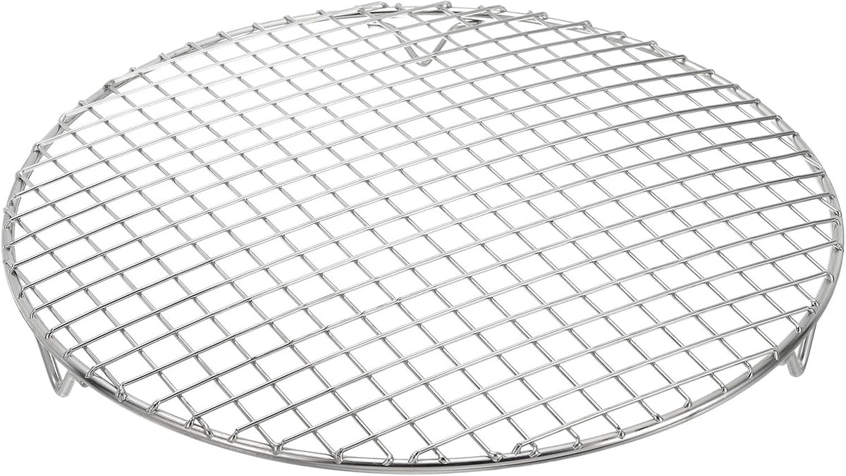 uxcell Round Cooking Rack with Legs, Dia 10.4 Inch 304 Stainless Steel Barbecue Grill for Cooking Baking Barbecue Air Fryer Racks, Silver