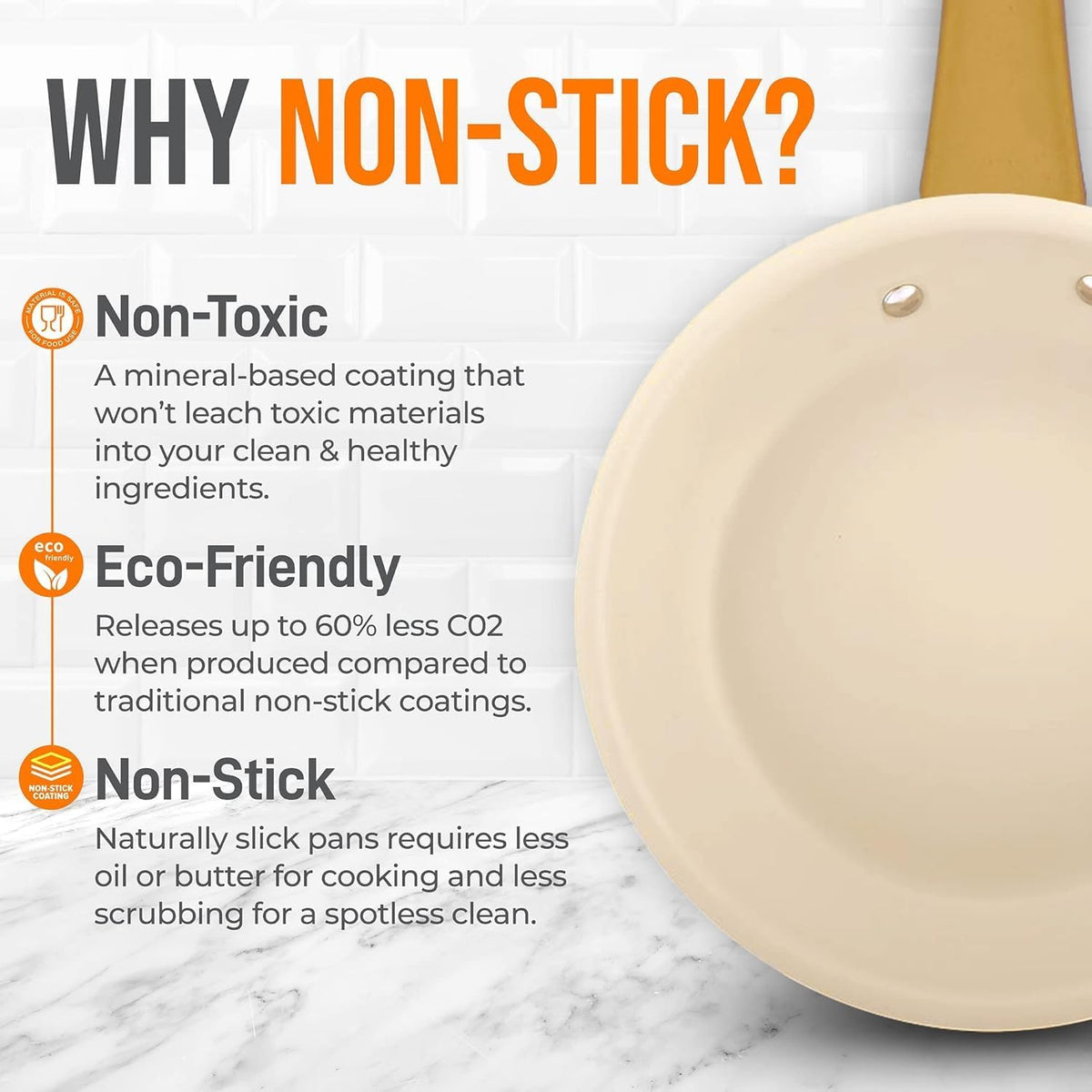 NutriChef 10-Inch Professional Ceramic Frying Pan With Lid - Medium Skillet with Golden Titanium Handle, Non-Stick Ceramic Coating, Stain-Resistant, Easy to Clean, Ideal for Home Cooking