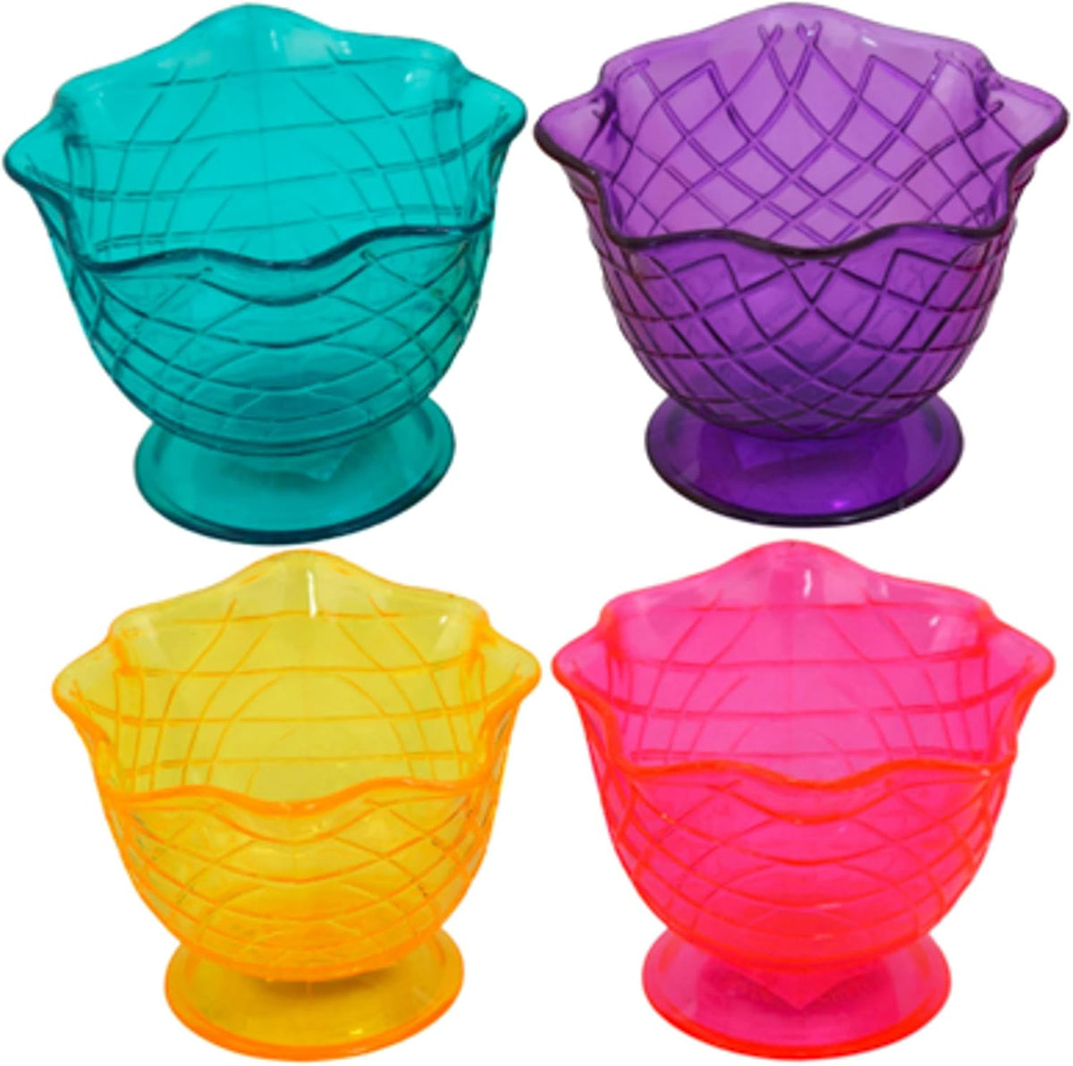 Set of 4 Ice Cream Dishes Waffle Cone Pattern in 4 Assorted Bright Summer Colors Ice Cream Social Ice Cream Party dishes Birthday Ice Cream plate (Abstract), Medium