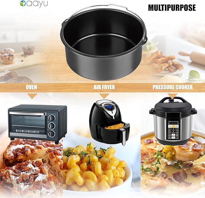 Baking Pan for Pressure Cookers, Air Fryers and Ovens- For 3 QT to 5QT Pressure Cookers & 3 QT 5.3QT Air Fryers.Fits InstantPot COSORI Ninja Foodi Gowise Philips NuWave Power Farberware & more