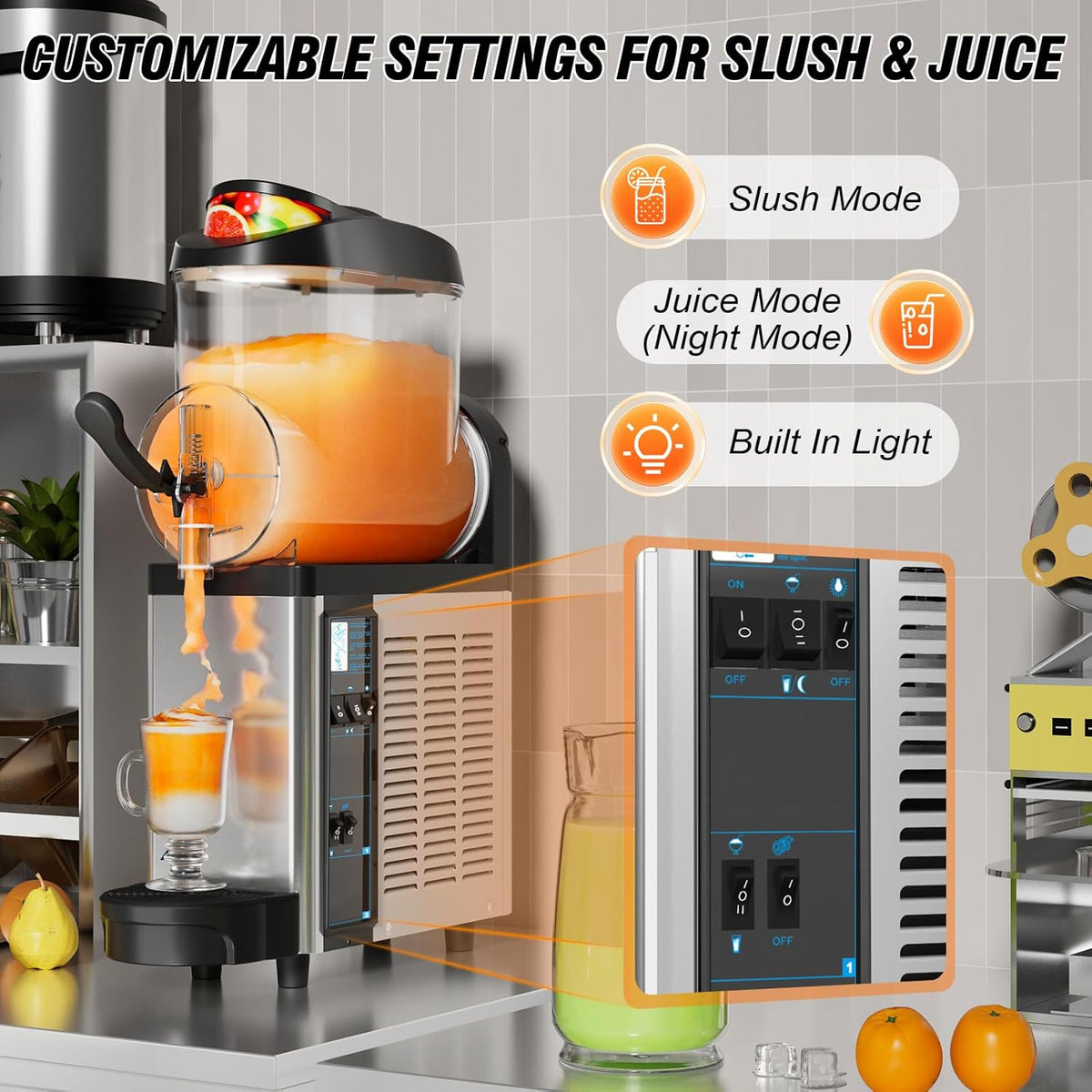 12L Commercial Slush Machine - Stainless Steel Slushie maker Frozen Drink Machine Commerical for Smoothies, Margaritas, Cocktails, Juices & Alcohol Beverages - Ideal for Bars, Cafés & Restaurants