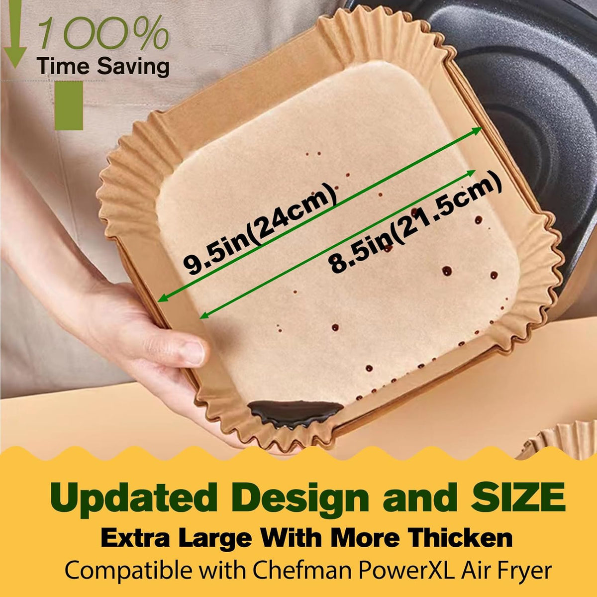 Air Fryer Liners Disposable for CHEFMAN Air Fryer, Power XL Air Fryer Liners, 6 qt 8QT Air Fyrer Liners, 9.5 inch Parchment Paper Liners for 10 Qt 12-Quart Air Fryer Oven