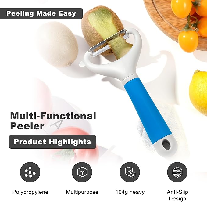 Li&Zhao Vegetable Peelers - Potato Peelers Fruit Peeler Veggie Peeler Carrot Peeler Apple Peeler Garlic Peeler I and Y Peelers for Kitchen Julienne Peeler(Blue)