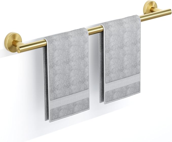 Brushed Gold Towel Bar, 18 Inch Towel Racks for Bathroom Wall Mounted, SUS304 Stainless Steel Bathroom Towel Holder, Total Length 20.4 Inch Towel Bars