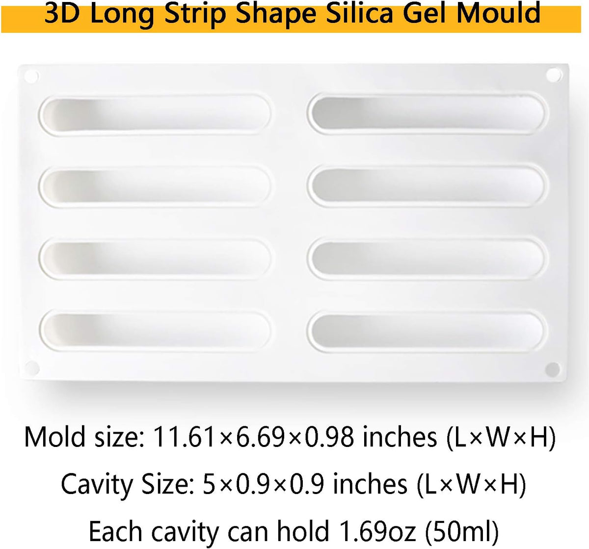 OCPO KITCHEN Eclair Silicone Mold for Baking Mousse Cake, 3D Silicone Baking Mold for Cakes French Pastry Chocolate Brownie, Cake Decoration, 3D Eclair Shape (8-Cavity)