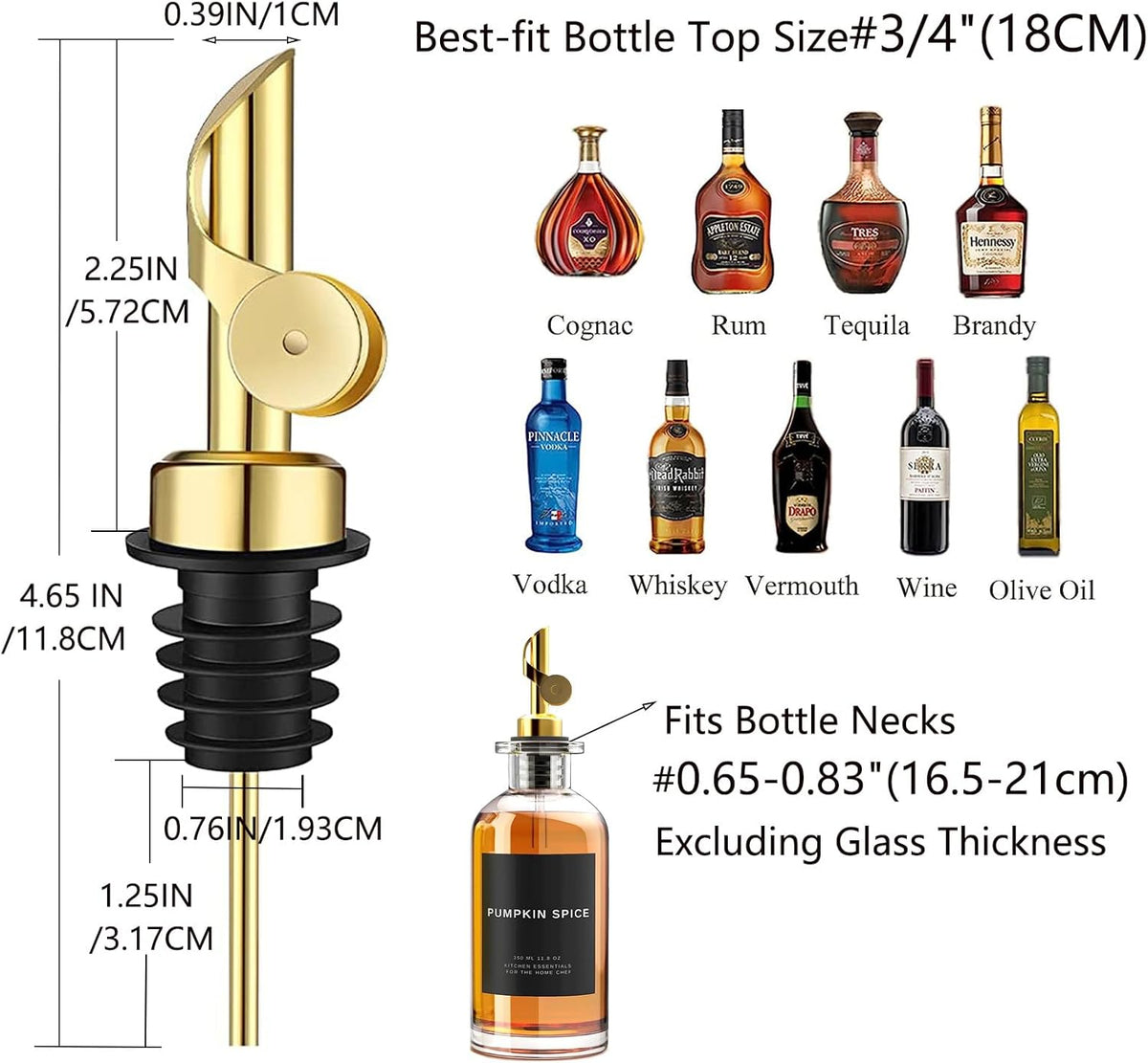 Pafuen Auto Liquor Pour Spout (6, Gold)