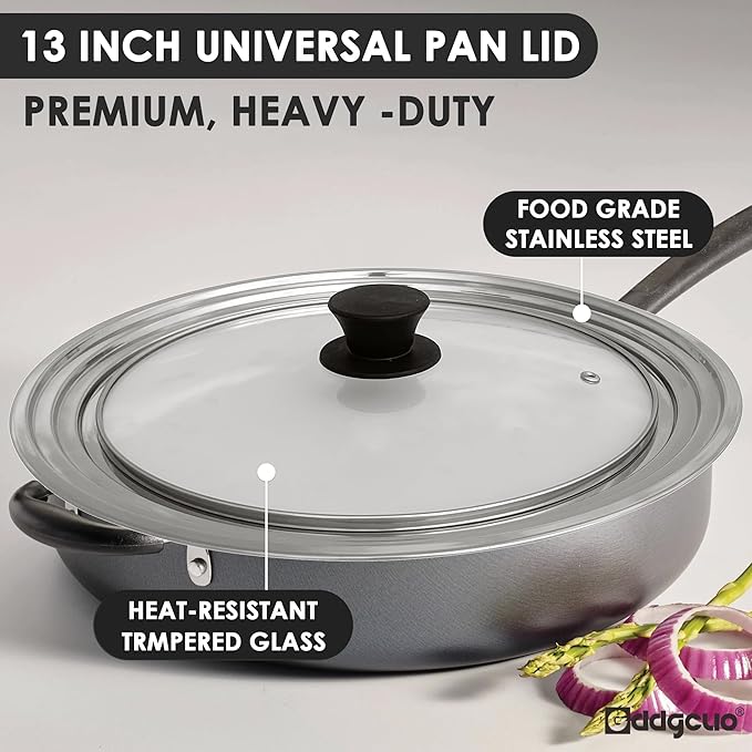 Universal Lid for Pots and Pans, Fits 11", 12" & 13" Diameter Cookware, Replacement Stainless Steel Skillets lids, Heat Resistant Frying Pan lid, Dishwasher Safe
