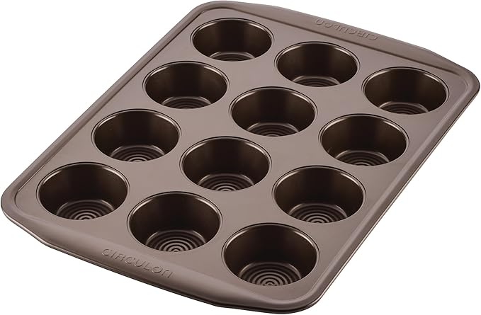Circulon Nonstick Bakeware 12-Cup Muffin Tin, Brown, Steel