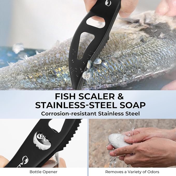 Calamus SwiftGlide Fillet Knife Kit Combo, Fishing Bait Knife and Filet Knives, G4116 German Stainless-steel Blades, Non-slip Handle, Fish Scaler, Non-slip Grip Gloves, Sharpening Rod, Storage Bag