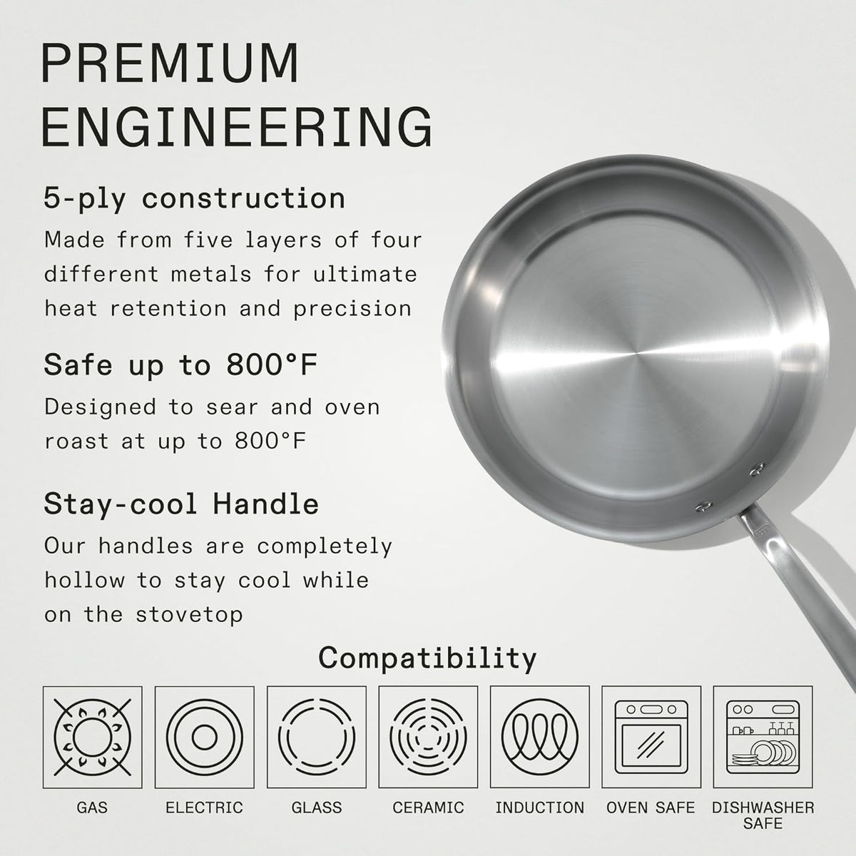 Made In Cookware - 10-Inch Stainless Steel Frying Pan With Lid - 5 Ply Stainless Clad - Professional Cookware - Crafted in Italy - Induction Compatible
