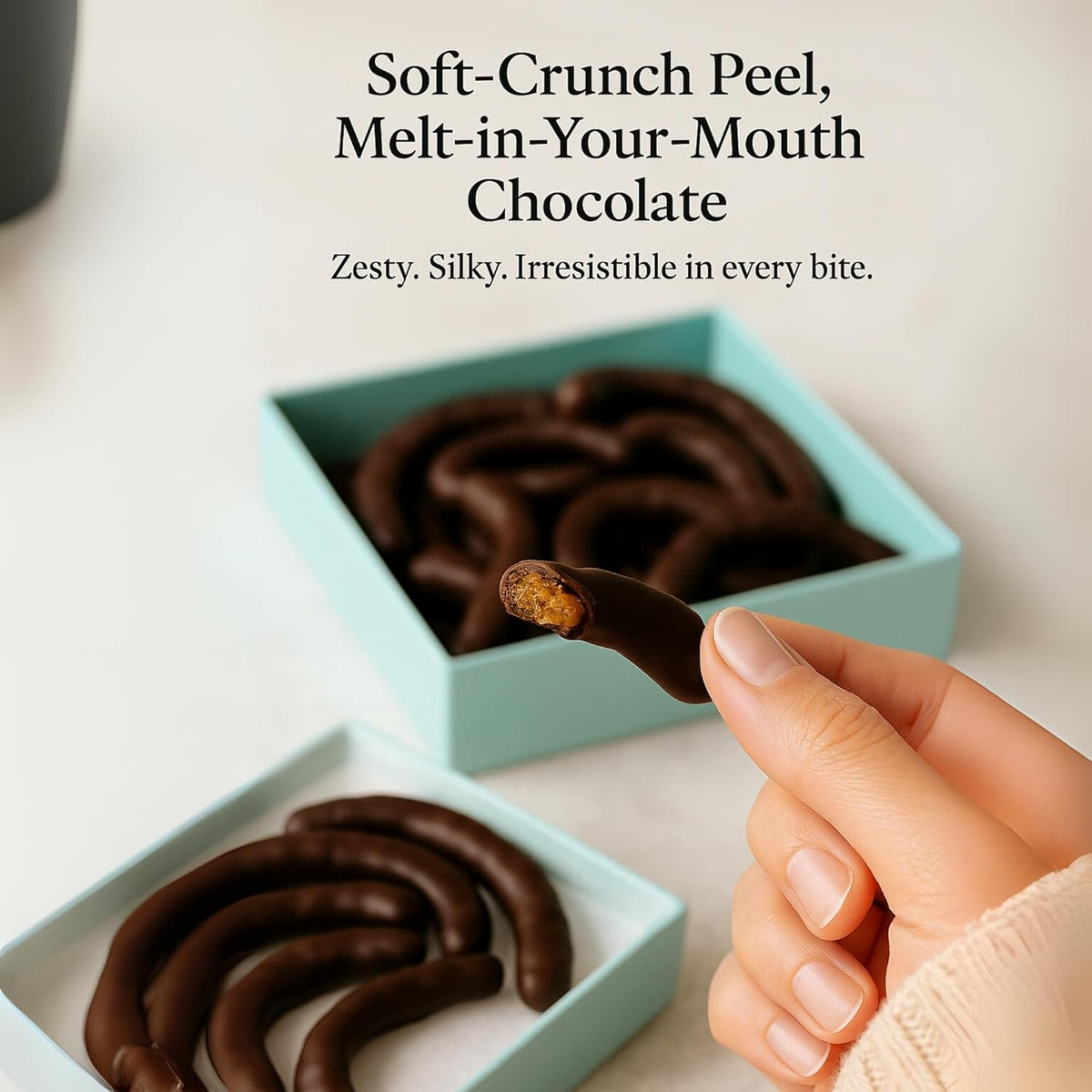 Andy Anand Chocolatier Chocolate Covered Orange Peel Bars Infused Fresh Oranges Zest, Handcrafted Dark Chocolate_Orange Sticks, Gourmet Chocolate Truffles Gift Box (24 Pcs, 1lb)