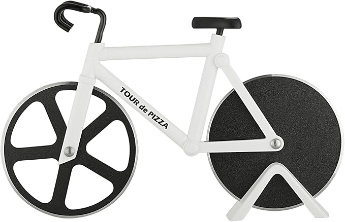 Bicycle Pizza Cutter - TOUR de PIZZA Cutter with Display Stand - White Elephant Gifts, Kitchen Gagdets, Funny Gift Ideas