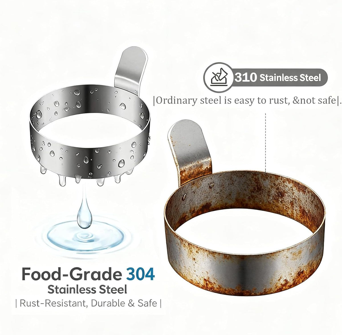 Set of 4 Fried Egg Moulds, Stainless Steel Egg Rings, Omelette Mould, Pancake Mould
