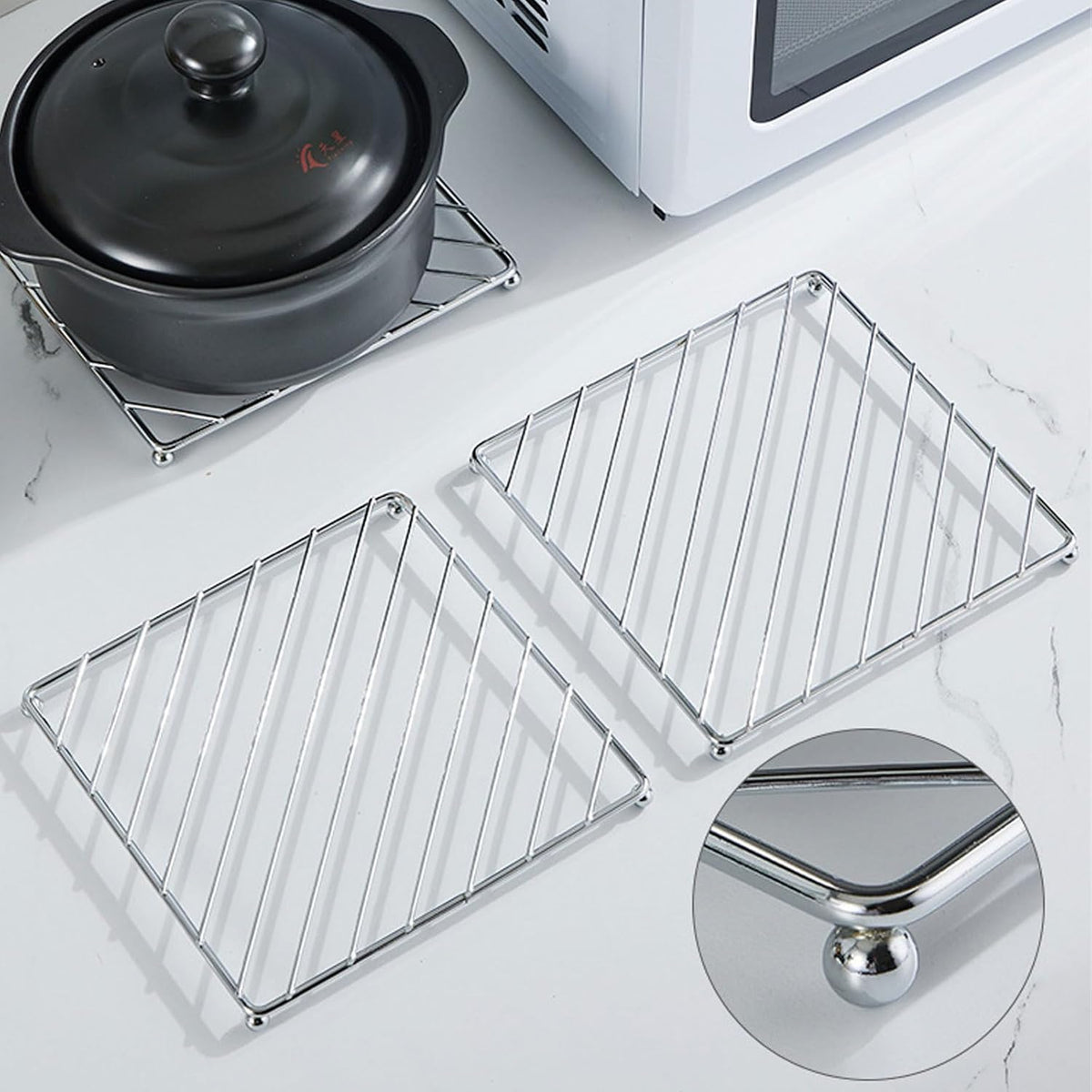 Stainless Steel Trivets Heat Resistant Insulated Hot Pads Table Dish Mat Tableware Placemat Dining Table Decor Hot Pads Cooking and Baking Pans Holder Air Fryer Oven cookie cooling racks(3pcs)