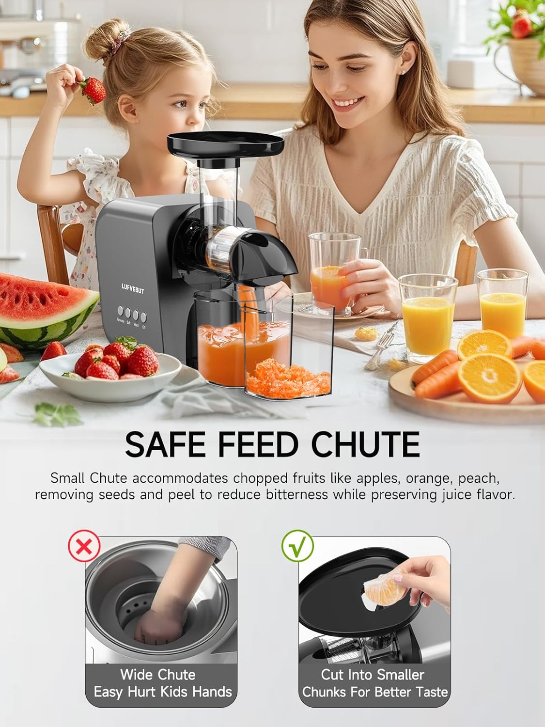 Slow Clod Press Juicer for Fruits Vegetables Celery Carrot Ginger, Masticating Juicer Machine Soft Hard Reverse Function,250W Motor,Easy To Clean, Fresh Orange Juice Extractor