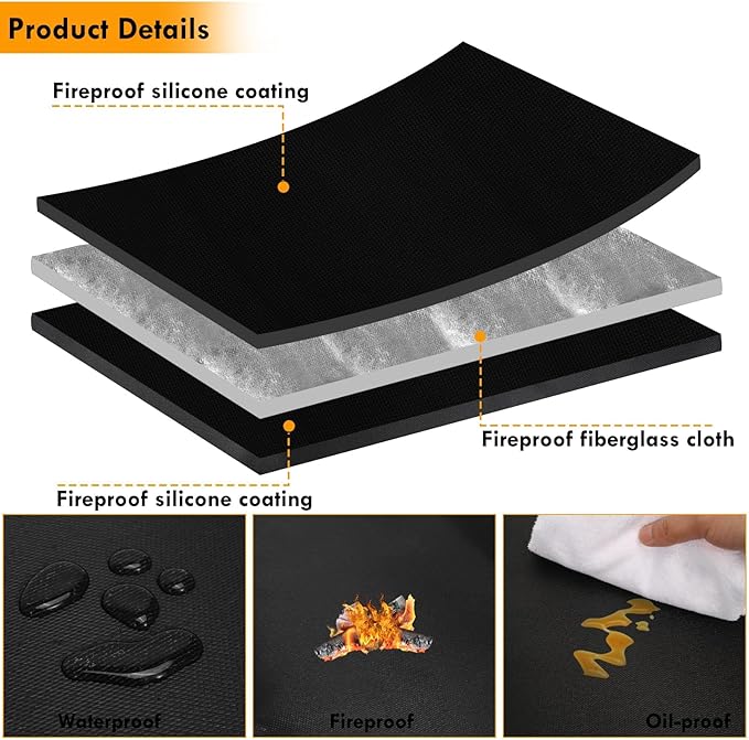 47" Round Fire Pit Mat Compatible with Solo Stove Bonfire, 3-Layer Outdoor Under Grill Mat Patio Deck Protector BBQ Mat,Fire Proof Pads for Under Fire Pit,Charcoal Grills,Griddles and Smokers