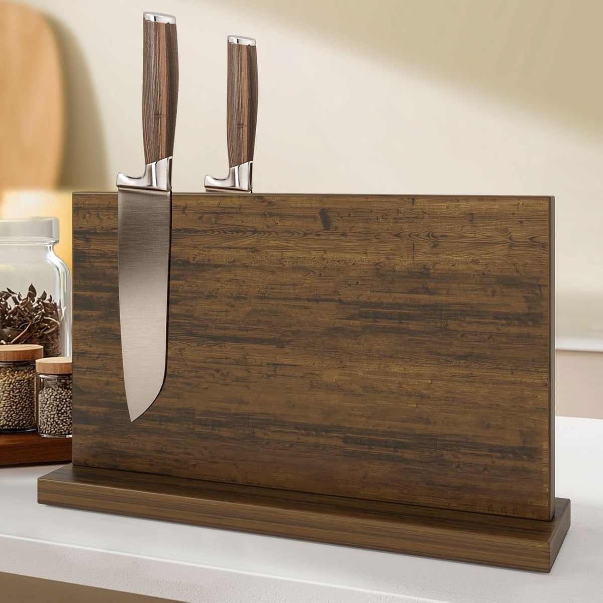 Extra Large Magnetic Knife Holder, Double-Sided Magnetic Knife Block Universal Multi-function Display Rack for Kitchen Counter (Rub Color)