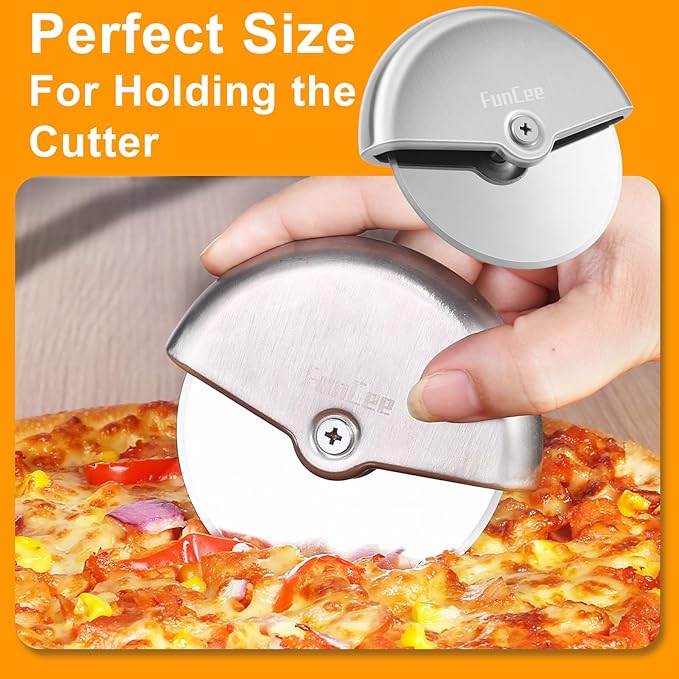 Premium Pizza Cutter Wheel with Sharp Blade For Cutting Through Pizzas, Crusts, Pies and More, Stainless Steel Knife with Ergonomic and Comfort Grip, Dishwasher Safe