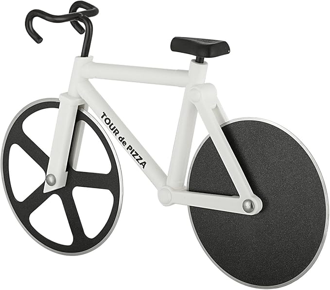 Bicycle Pizza Cutter - TOUR de PIZZA Cutter with Display Stand - White Elephant Gifts, Kitchen Gagdets, Funny Gift Ideas