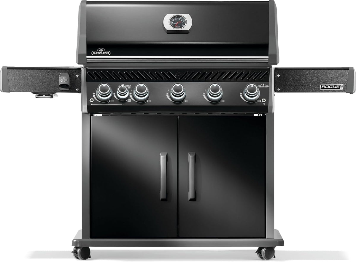 Napoleon Rogue PRO 625 Natural Gas Grill with Infrared Side Burner, Black, Durable 6-Burner Cooking Power