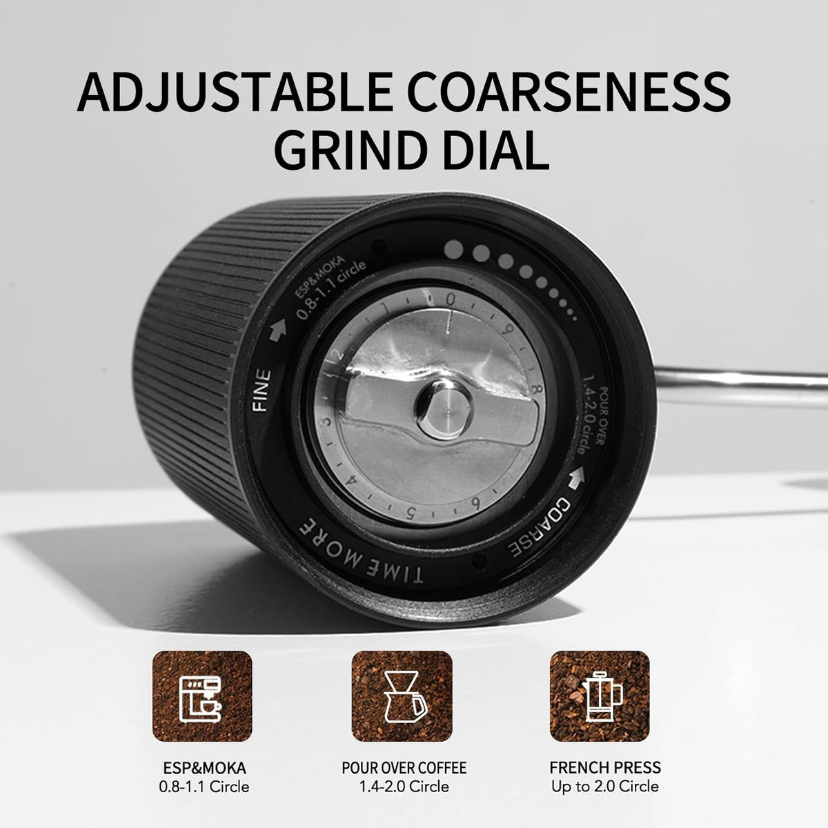 TIMEMORE Manual Coffee Grinder with Stainless Steel Espresso Coffee Bean Grinder Chestnut C3 ESP Internal Adjustable Setting, Double Bearing Positioning Black