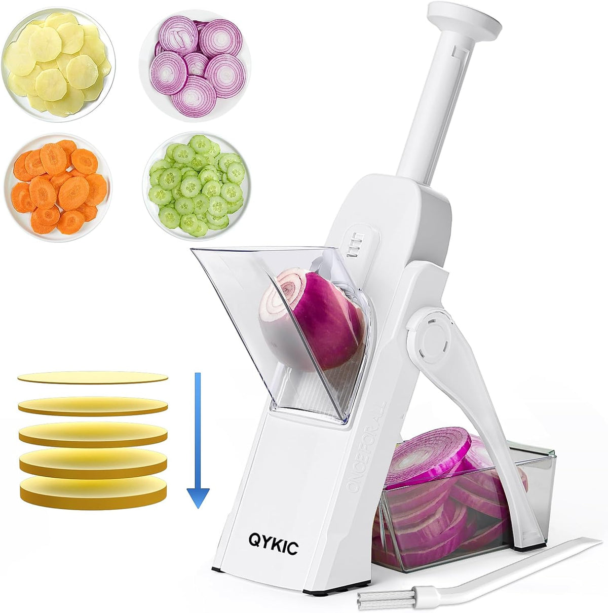 Safe Mandoline Slicer, Potato Clips Slicer, Vegetable Food Slicer, Thickness Adjustable for Cucumber Onion Carrot Lemon (Only Slicer White)