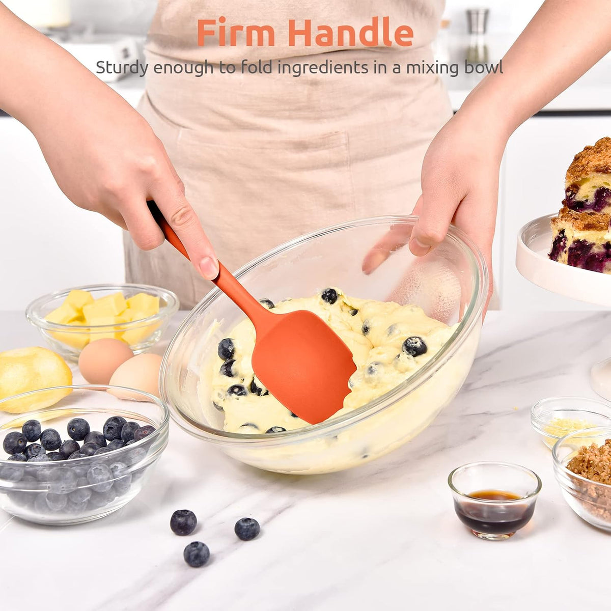 Heat Resistant Silicone Spoon Spatula: U-Taste 600ºF High Heat Flexible 11.38in Silicon Mixing Stirring Cooking Scraping Baking Bowl Scraper Seamless Spreader for Nonstick Cookware (Orange)