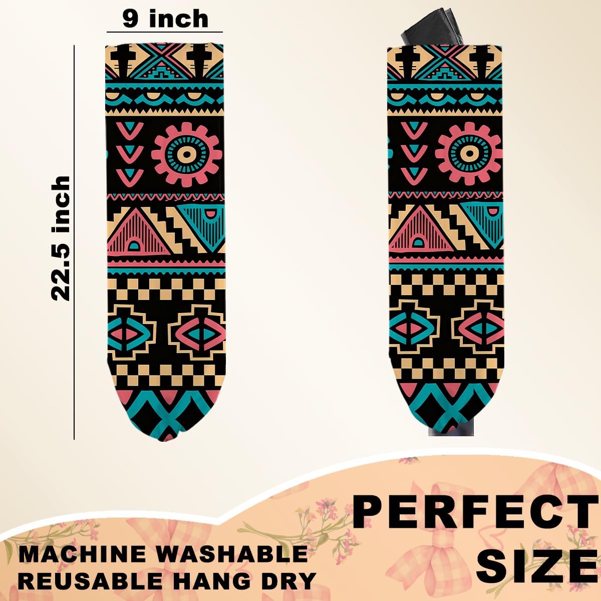 2 Pcs Retro Boho Plastic Bag Holder, Wall Mount Grocery Bag Holder for Plastic Bags, Abstract Art Farmhouse Kitchen Pantry Decor Reusable Grocery Bags Organizer Storage Dispenser