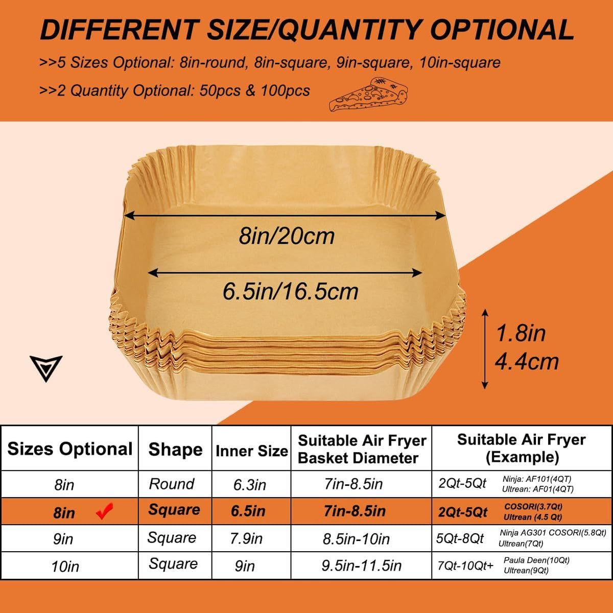 BYKITCHEN Small Air Fryer Disposable Liners for 2 to 5 QT Airfryer, 200PCS Mini Air Fryer Parchment Paper Liners, Compatible with CHEFMAN 2 QT, Cosori 2.1 QT, Dash 2.6 Qt, Instant Pot Mini Airfryer