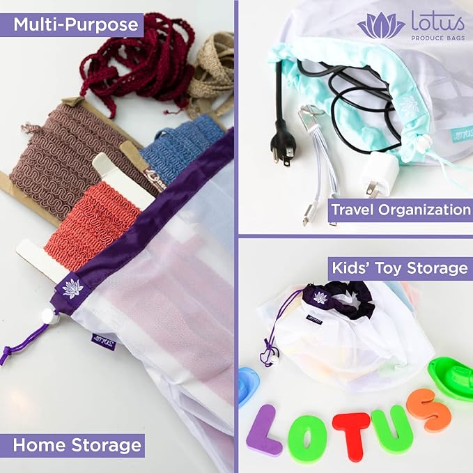 Lotus Produce Bags Reusable produce bags Eco-Friendly Mesh Produce Bags For Groceries