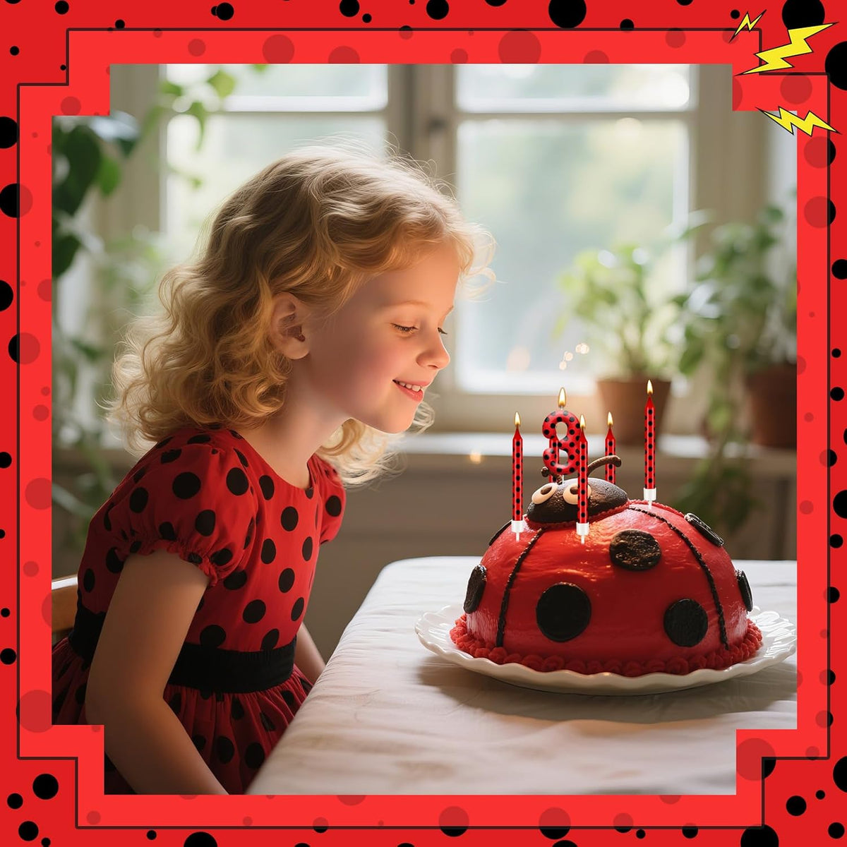 13PCS Ladybug Theme Birthday Candles Set - Red & Black Polka Dot Decorative Candles for Kids Ladybug Themed Parties, Baby Showers, Birthday Cakes, and Ladybird Inspired Celebrations(Number 3)