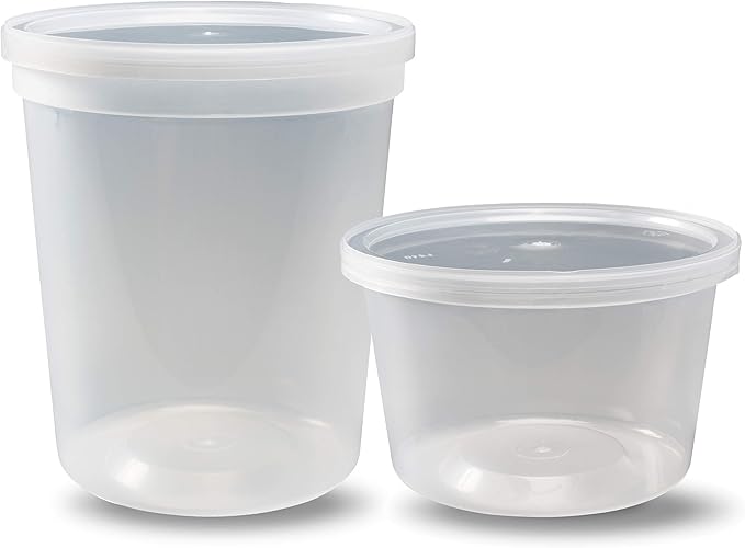 DuraHome Deli Containers with Lids for Food Storage Leakproof - 46 Sets BPA-Free Plastic Microwaveable Clear Food Storage Container Premium Quality, Freezer & Dishwasher Safe (Mixed - 16oz & 32oz.)