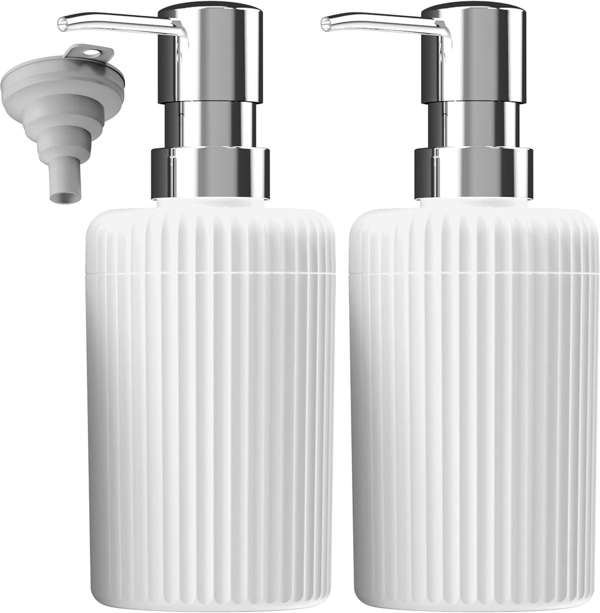 Soap Dispenser for Bathroom,2 Pack Kitchen Hand Soap Dispenser,12oz Modern Minimalist Style Plastic matte white Empty Lotion Dispenser with Refillable Pump,Liquid Bottle for Dish Soap,College Dorm Use