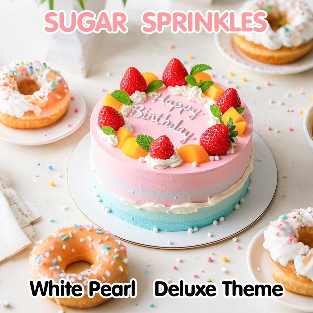 Edible White Pearl Sprinkles for Cake Decorating,Edible Pearl Sugar Mix Size 130g/4.58oz,Baking Candy Decorations,Cupcake Toppers,Cookie Donuts Ice Cream Dessert Decorating,Wedding Birthday Party Valentines Christmas Supplies