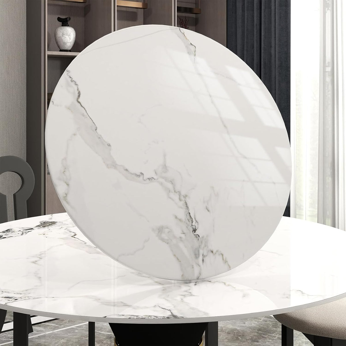 31.5" Lazy Susan for Table Top Sintered Stone Rotating Serving Tray for Dining Table, Kitchen Lazy Susan Organizer Spinning Rotating Food Server Party Centerpieces