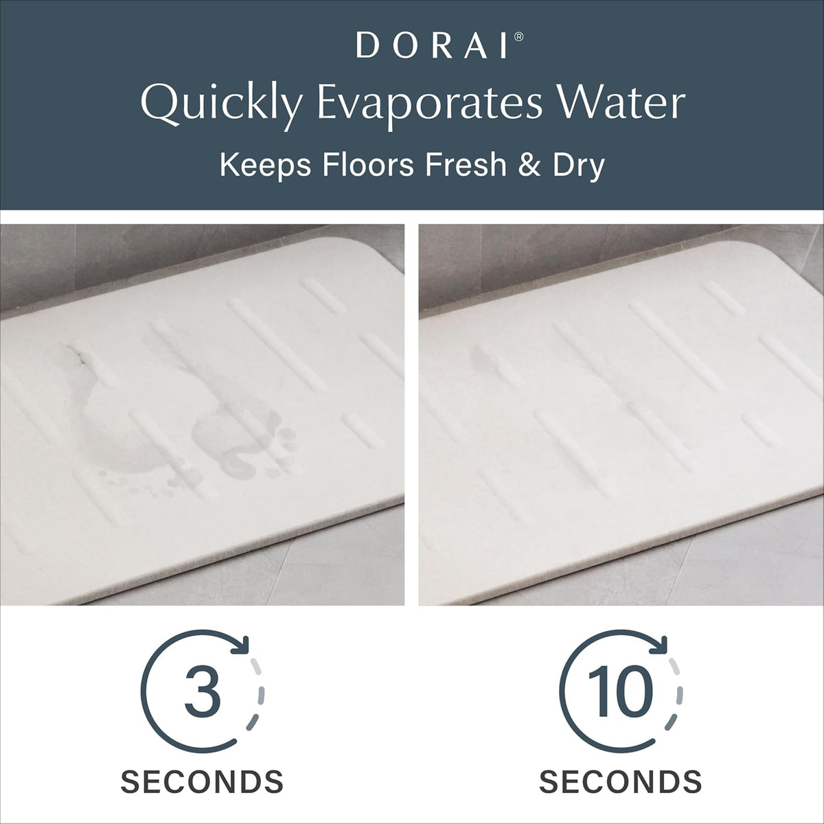 Dorai Home Bath Stone Mat 23.6"x15.4" (2-Pack) – Quick-Dry, Non-Slip Diatomite Stone Bath Mat, Rain Sandstone