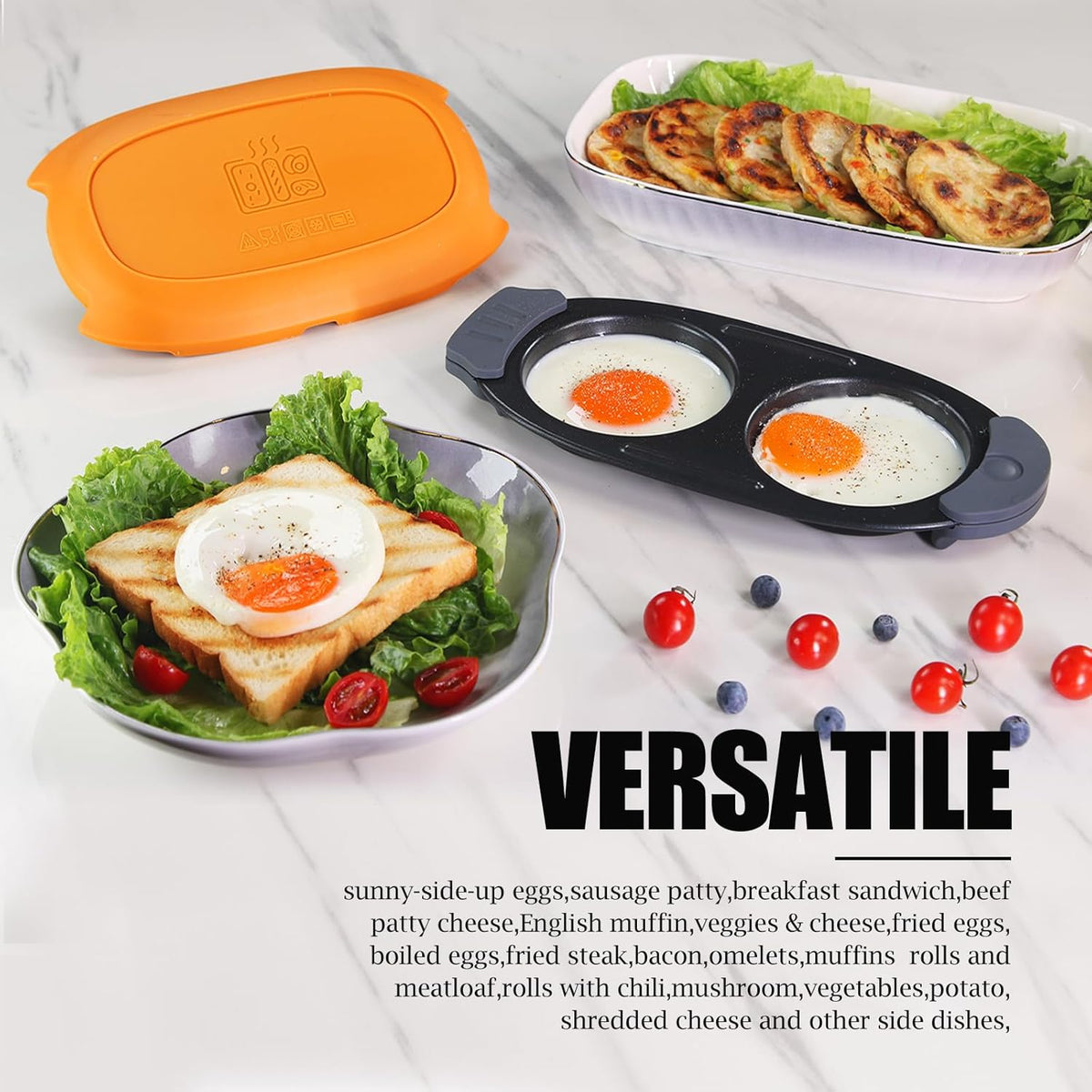 Quick-Heat Microwave Egg Cooker|Poacher|fryer,Multi-Use microwave egg maker for Breakfast Sandwiches,Dishwasher-Safe,Save Time,Portable for Home,Travel,Gifts(Orange)