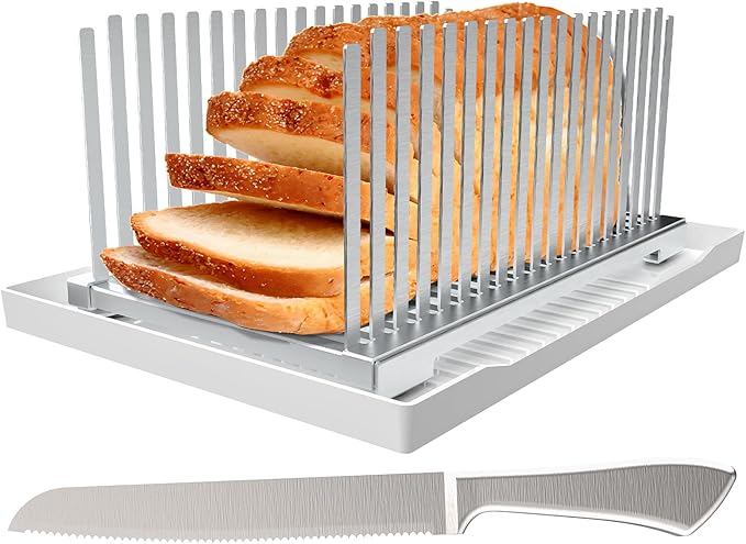 Adjustable Bread Slicer Guide for Homemade Bread with Stainless Steel Material & Blade - Precision Cutting for Home Kitchen, Baking - Ideal for Bread Lovers and Home Cooks