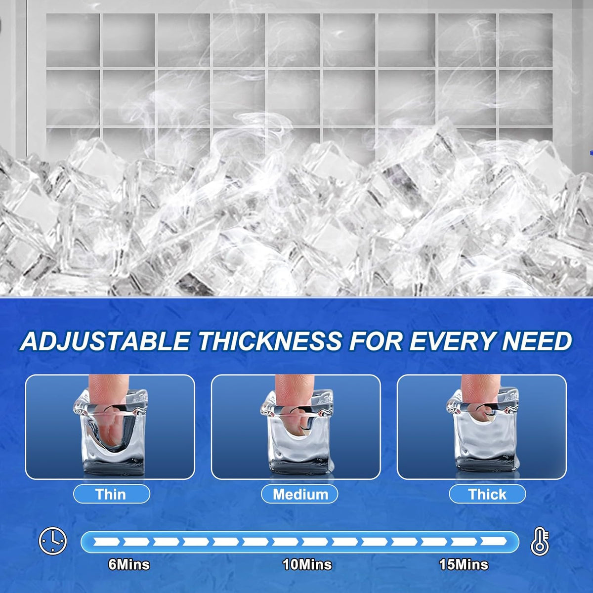 Ice Maker Machine Commercial, 110LBS/24H with 35LBS Storage Bin, 15" Wide Built-in Undercounter/Freestanding Ice Maker Machine for Home Bar Outdoor, 40PCS Ice Cubes Ice Machine, Self Cleaning