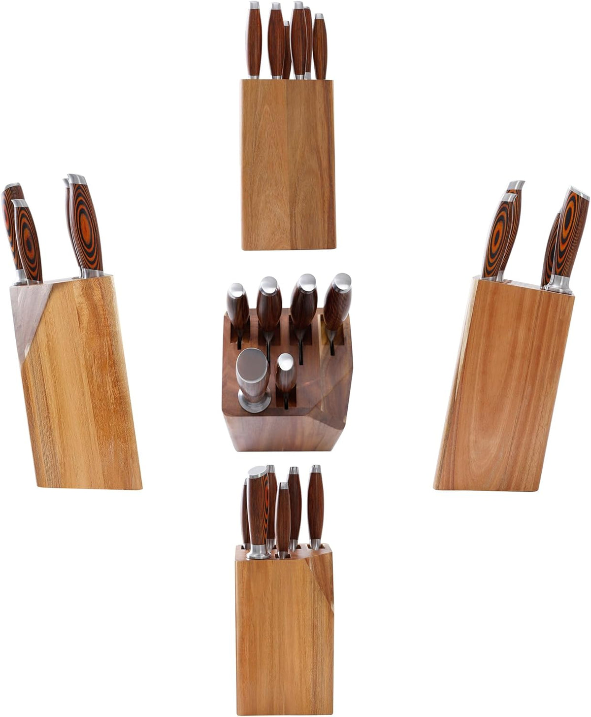 MSY BIGSUNNY 7pcs Knife Block Set, German Steel Chef Knife Set, Precious Pakkawood Handle for Kitchen Knife Block Set