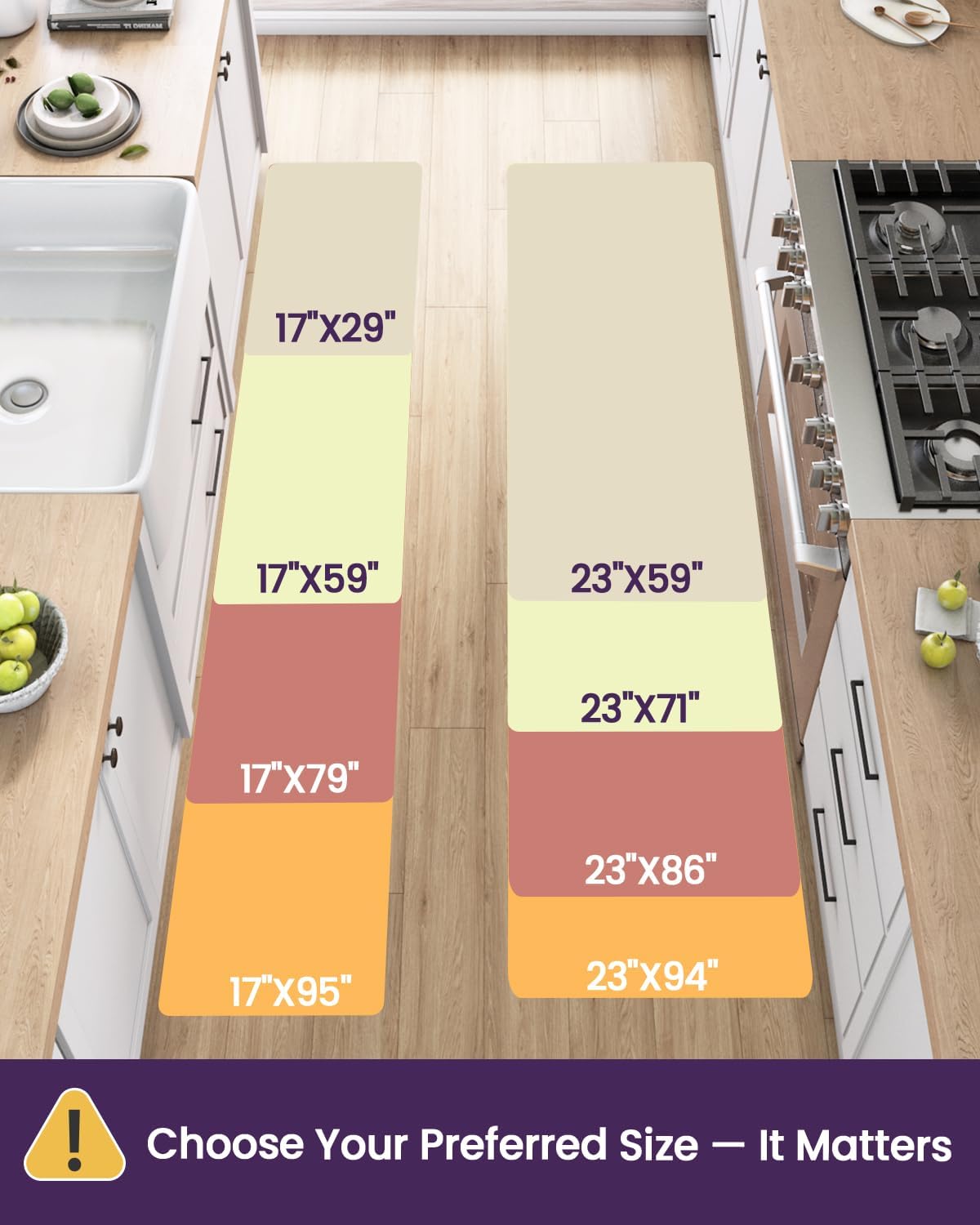 DEXI Kitchen Floor Mats Cushioned Anti Fatigue, 23x59, Large Wide Standing Runner Rug Waterproof, Comfort Memory Foam Padded for Front Sink Laundry, Grey