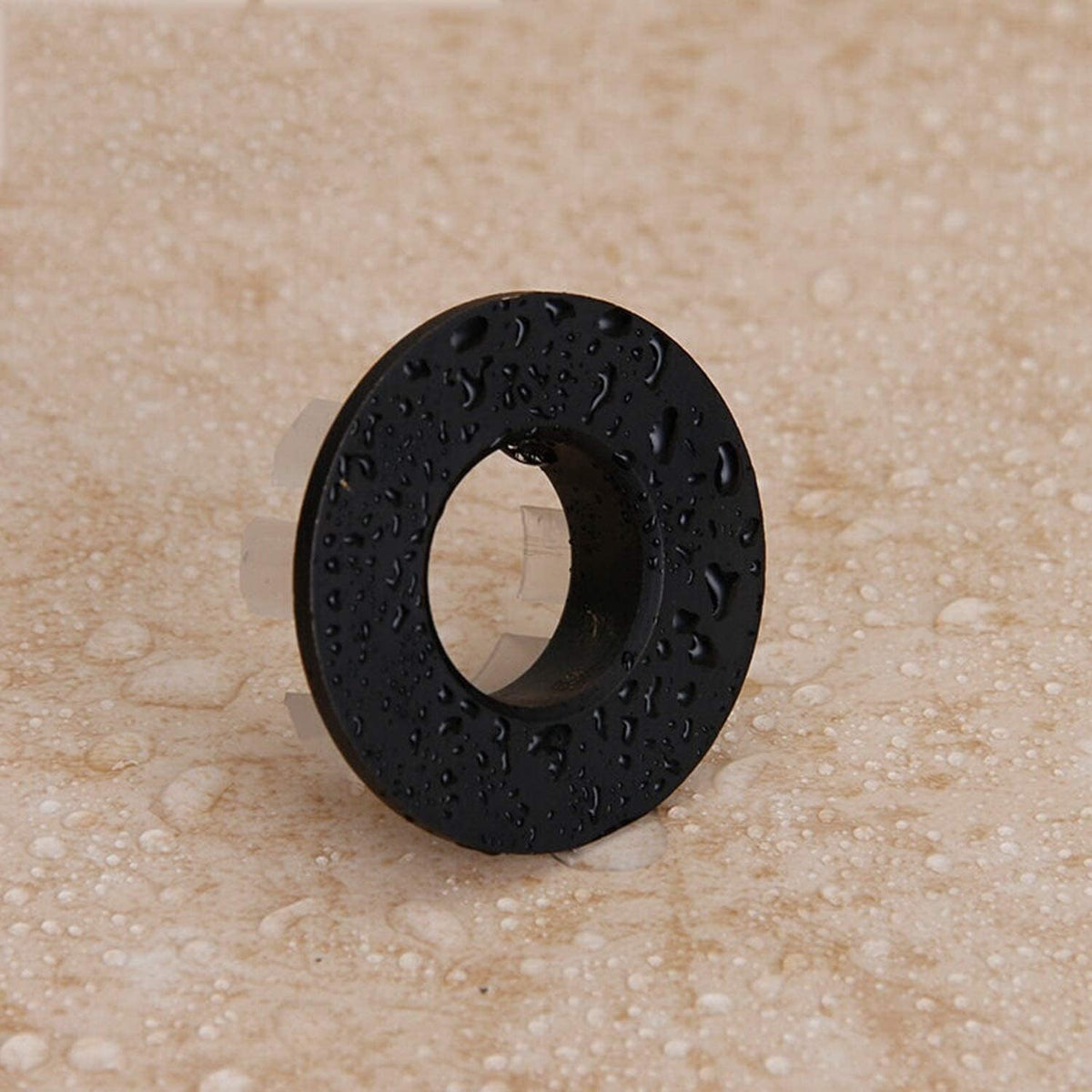 Sink Basin Trim Overflow Cover Brass Insert in Hole Round Caps Matte Black 3 PCS