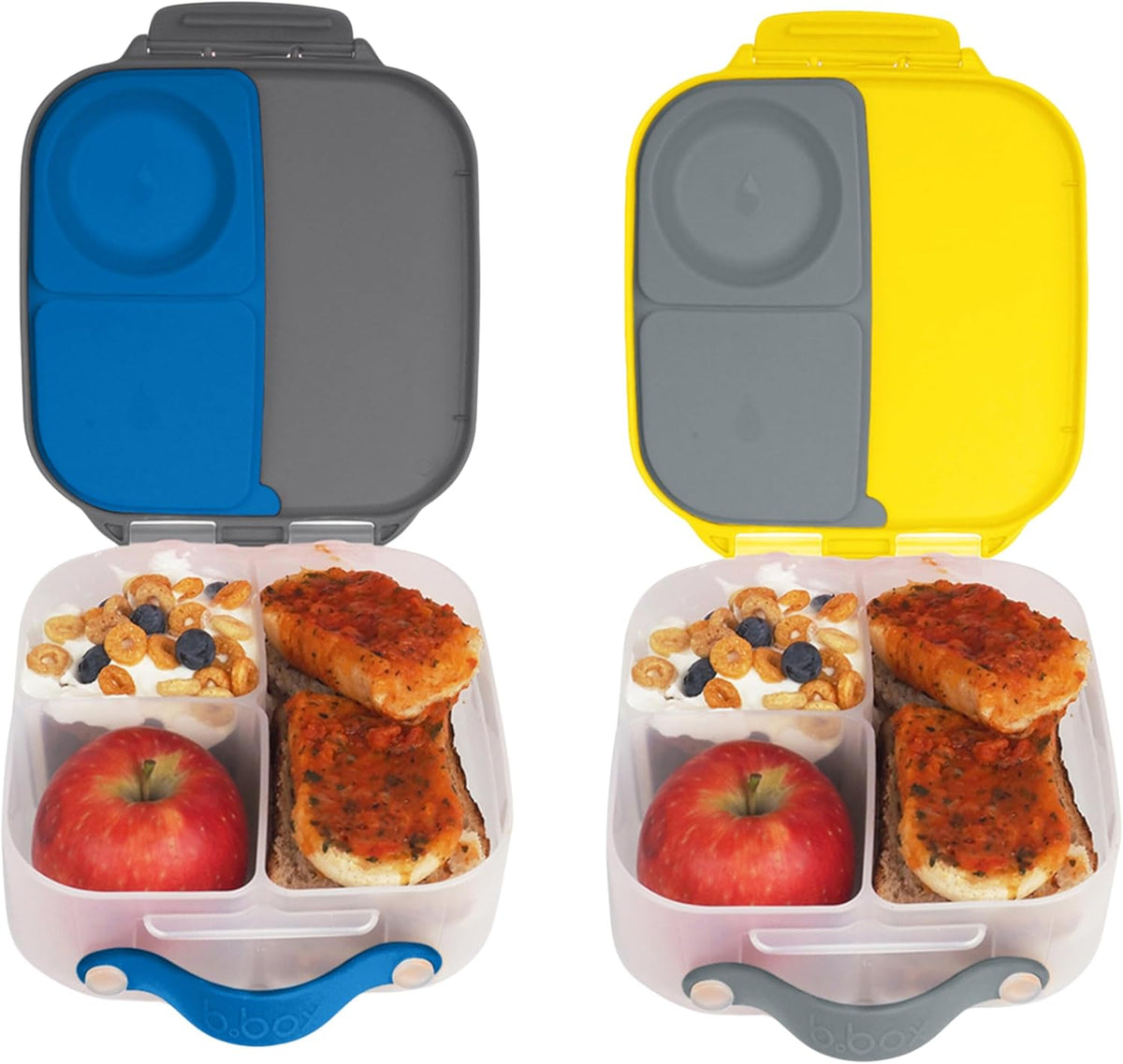 b.box Mini Lunch Box (2-pack), Bento Box for Kids Snack Container with 2 Leak-Proof Compartments, Reusable Snack Containers with Lids, BPA Free Kids Lunch Box, 4 1/4 Cup (Blue Slate+Lemon Sherbet)