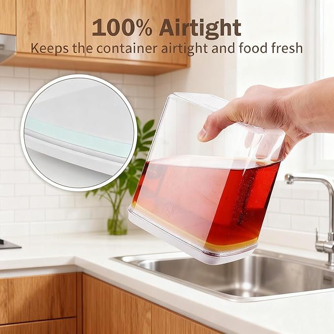 Pop Food Storage Containers Set Airtight Food Storage Containers with Pop Lids, Kitchen Pantry Organization and Storage, Cereal, Rice, Flour, Pasta & Snack Container, BPA Free, 3 x 1.2Qt